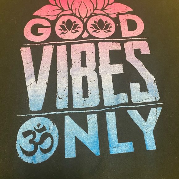 Good Vibes Only Women’s Racerback Tank Top Size XL By Next Level Black Pink Blue - Picture 2 of 8